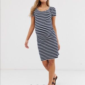 maternity striped short sleeve jersey mini dress